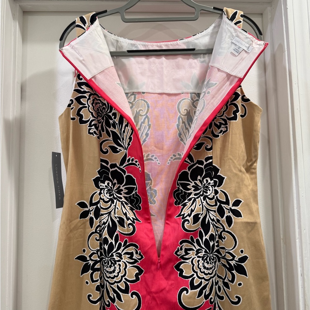 London Times Coral /Taupe Dress Size 12 - Picture 5 of 10